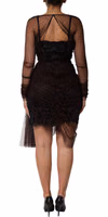 Black Lace Trim Long Sleeve Sheath Mini Dress 5