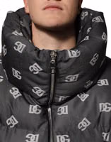 Black DG Monogram Full Zip Puffer Men Jacket 4