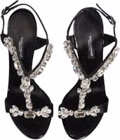 Black Keira Crystals Heels Sandals Shoes 2
