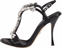 Black Keira Crystals Heels Sandals Shoes 5