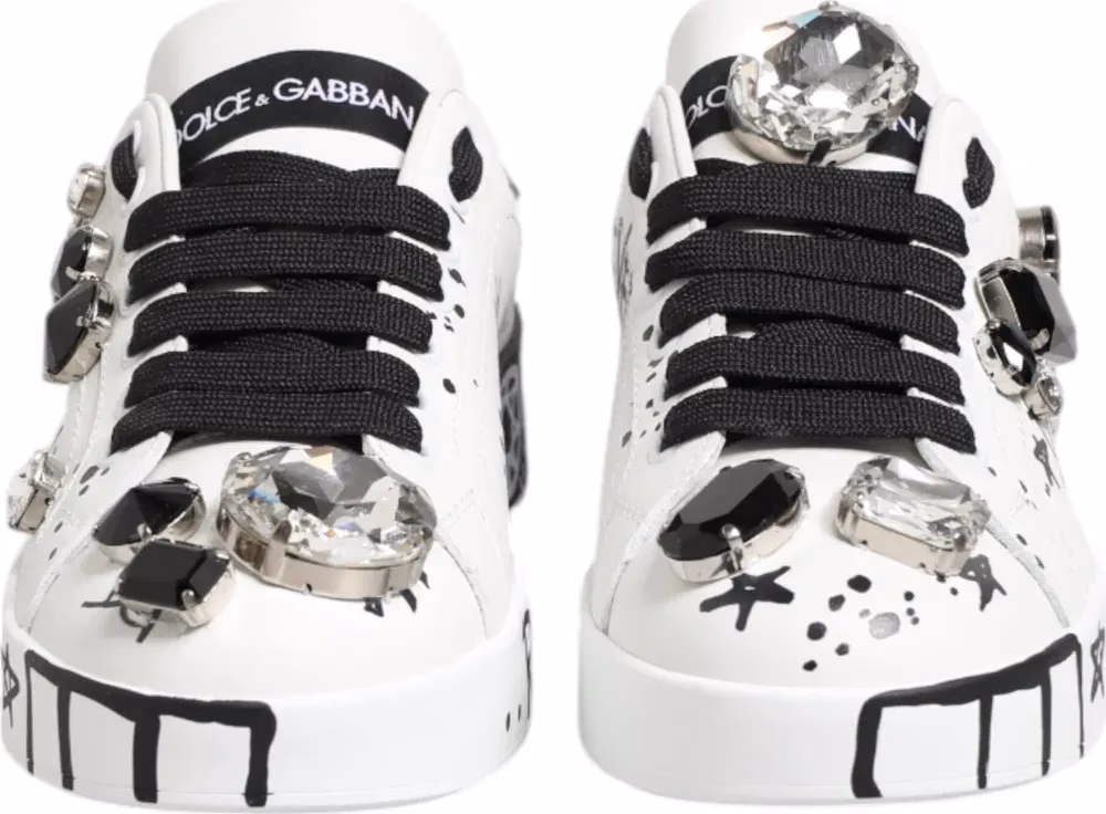 White Portofino Crystal Sneakers  Shoes