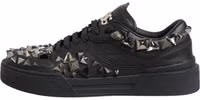 Black Leather Studded Low Top Sneakers Shoes 5