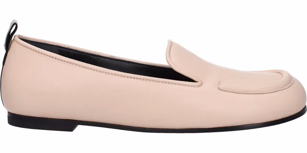 Pink Leather Slip-On Loafers