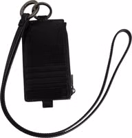 Black Leather Logo Embossed Lanyard Card Holder Wallet 1