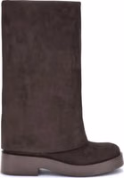 Brown Polyester Flat Boots 1