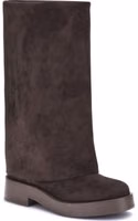 Brown Polyester Flat Boots 2