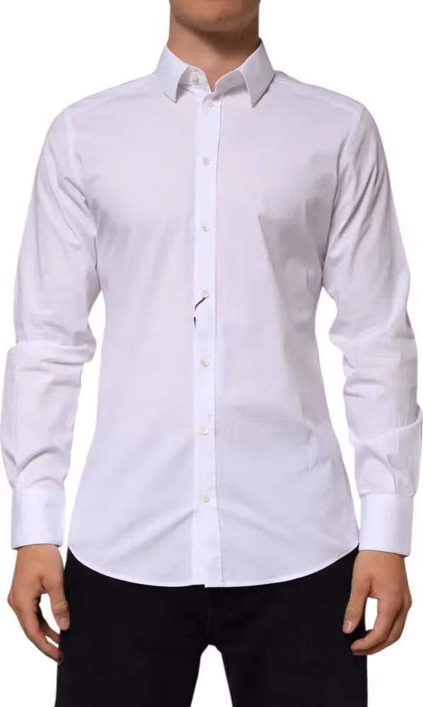 White Cotton GOLD Long Sleeves Formal Men Shirt