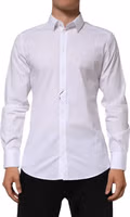 White Cotton GOLD Long Sleeves Formal Men Shirt 1