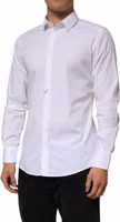 White Cotton GOLD Long Sleeves Formal Men Shirt 2