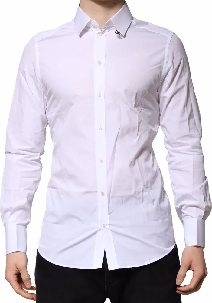 White Cotton GOLD Long Sleeves Formal Shirt