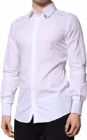 White Cotton GOLD Long Sleeves Formal Shirt 2