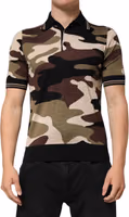 Camouflage Brown Silk Military Polo T-shirt 1