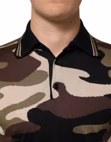 Camouflage Brown Silk Military Polo T-shirt 4