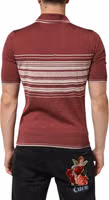 Cotton Burgundy Striped DG Logo Polo  T-shirt 3