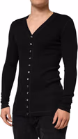 Black Cotton Button Up Men Cardigan Sweater 2