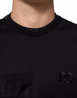 Black Cotton Embroidered DG Logo Pocket T-shirt 4