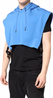 Blue Cotton Hooded Men Sportswear One Size Vest 5