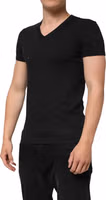 Black Cotton Tattered Logo V-Neck Men T-shirt 2