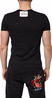 Black Cotton Tattered Logo V-Neck Men T-shirt 3