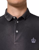 Gray Cotton Crown Collared Men Polo T-shirt 4
