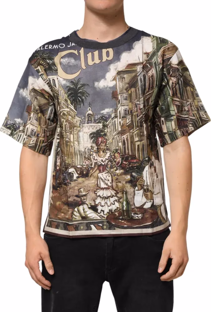 Palermo Jazz Club Linen Crew Neck Men T-shirt