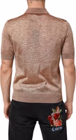 Brown Silk Textured Short Sleeve Polo T-shirt 3