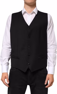 Black Wool Dress Formal Men Waistcoat Vest