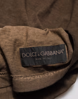 Dark Brown Cotton Tattered Logo Men T-shirt 1