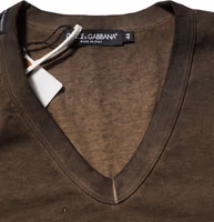 Dark Brown Cotton Tattered Logo Men T-shirt 2