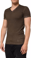 Dark Brown Cotton Tattered Logo Men T-shirt 5
