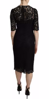 Black Floral Lace Sheath Knee Length Dress 1