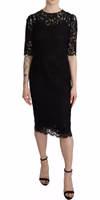 Black Floral Lace Sheath Knee Length Dress 4