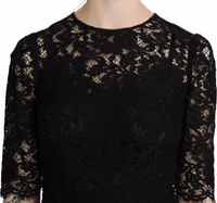 Black Floral Lace Sheath Knee Length Dress 5