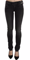 Black Washed Low Waist Slim Fit Skinny Denim Pants Jeans 4