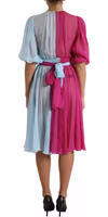 Light Blue Silk Two Tone Midi Dress 2
