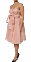 Pink Silk Chiffon A-line Pleated Midi Dress 3