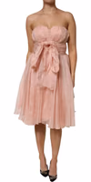 Pink Silk Chiffon A-line Pleated Midi Dress 4