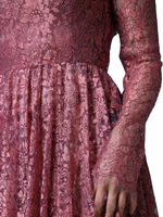 Pink Floral Lace Long Sleeve Midi Dress 1