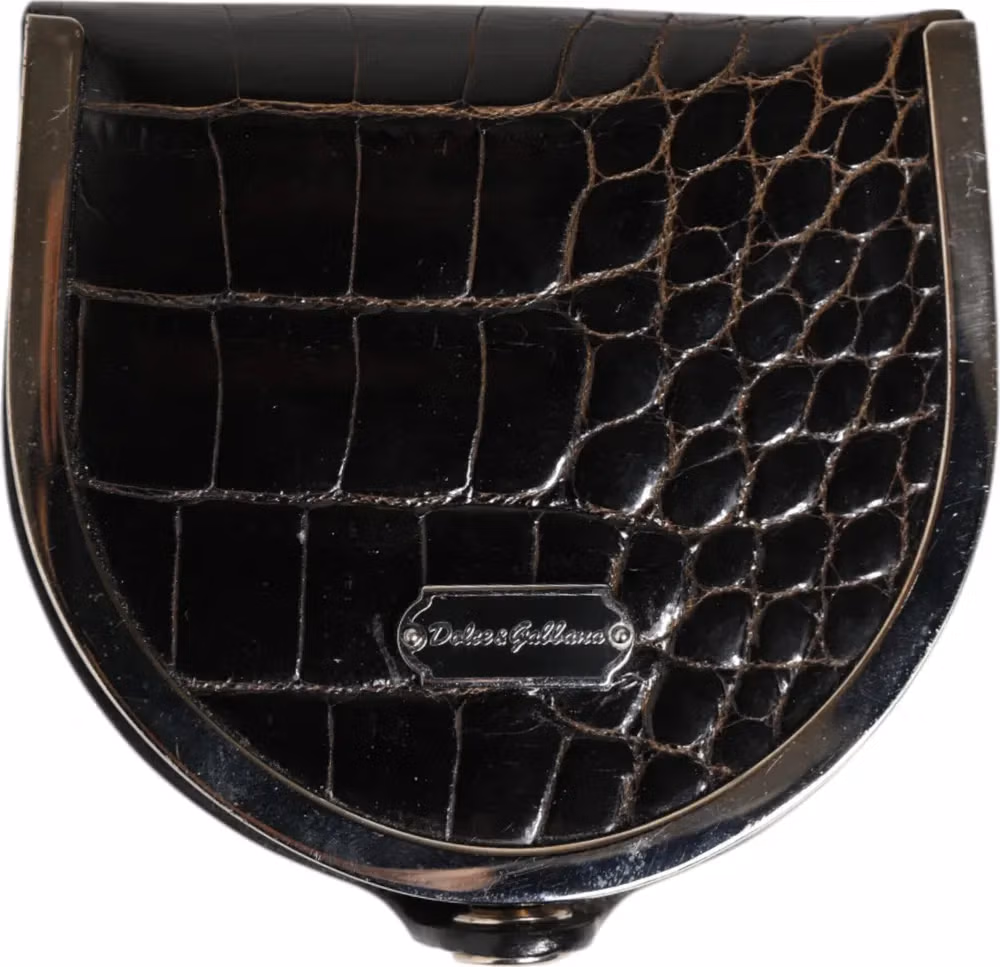 Black Polished Crocodile Leather Mens Coin Purse Wallet