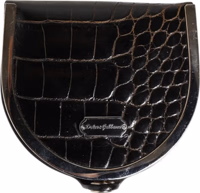 Black Polished Crocodile Leather Mens Coin Purse Wallet