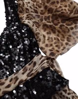 Leopard Print Silk Sequin Ruffle Maxi Dress 1