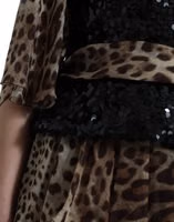Leopard Print Silk Sequin Ruffle Maxi Dress 2
