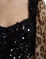Leopard Print Silk Sequin Ruffle Maxi Dress 3