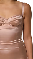 Blush Pink Silk Satin Bustier Midi Bodycon Dress 2