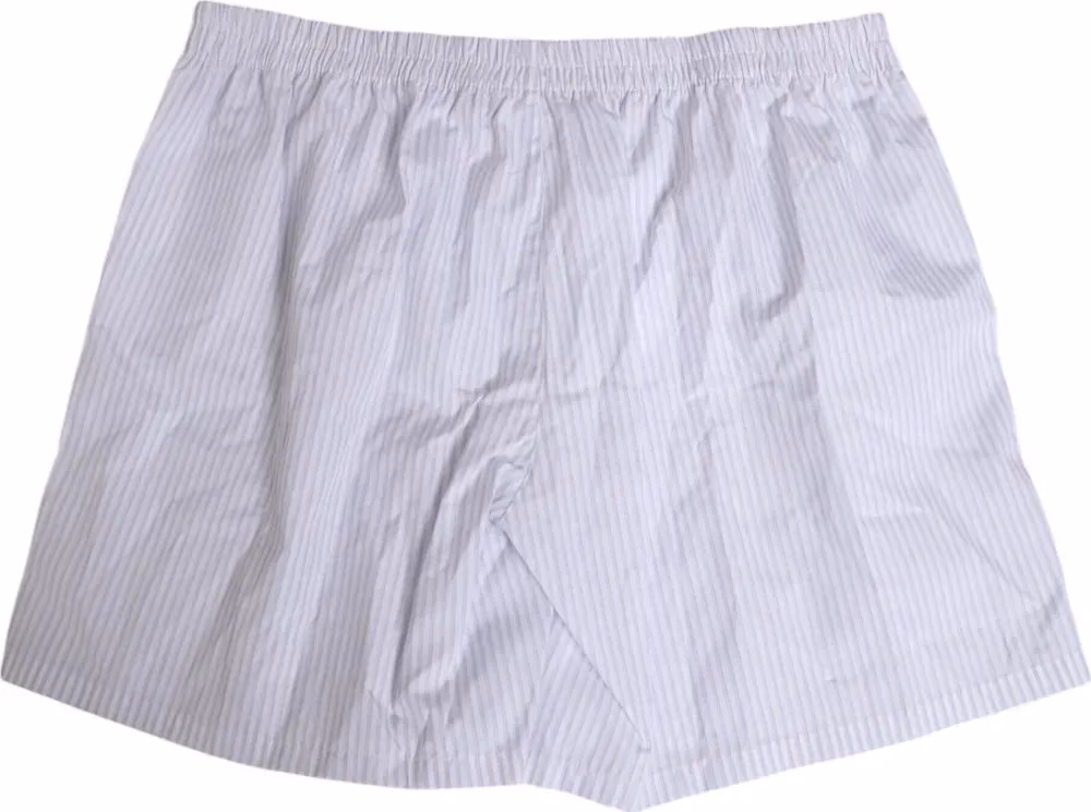 White Blue Cotton Striped Button Fly Shorts Swimwear