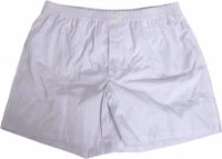 White Blue Cotton Striped Button Fly Shorts Swimwear 3