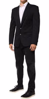 Dark Blue Cotton Men Jacket Coat Blazer Suit 2