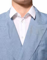 Light Blue Linen Double Breasted Men Jacket Blazer 4
