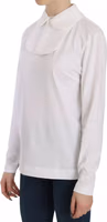 White Cotton Longsleeve Collared Blouse 1