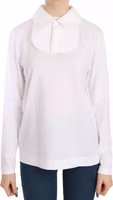 White Cotton Longsleeve Collared Blouse 3